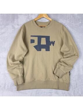 G-Star Raw Crewneck Sweatshirt Men L Beige Logo Casual Fleece Relax EverydayWear